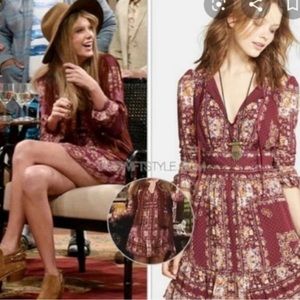 Free People Bridgette Mini Dress Taylor Swift in Berry Combo XS,